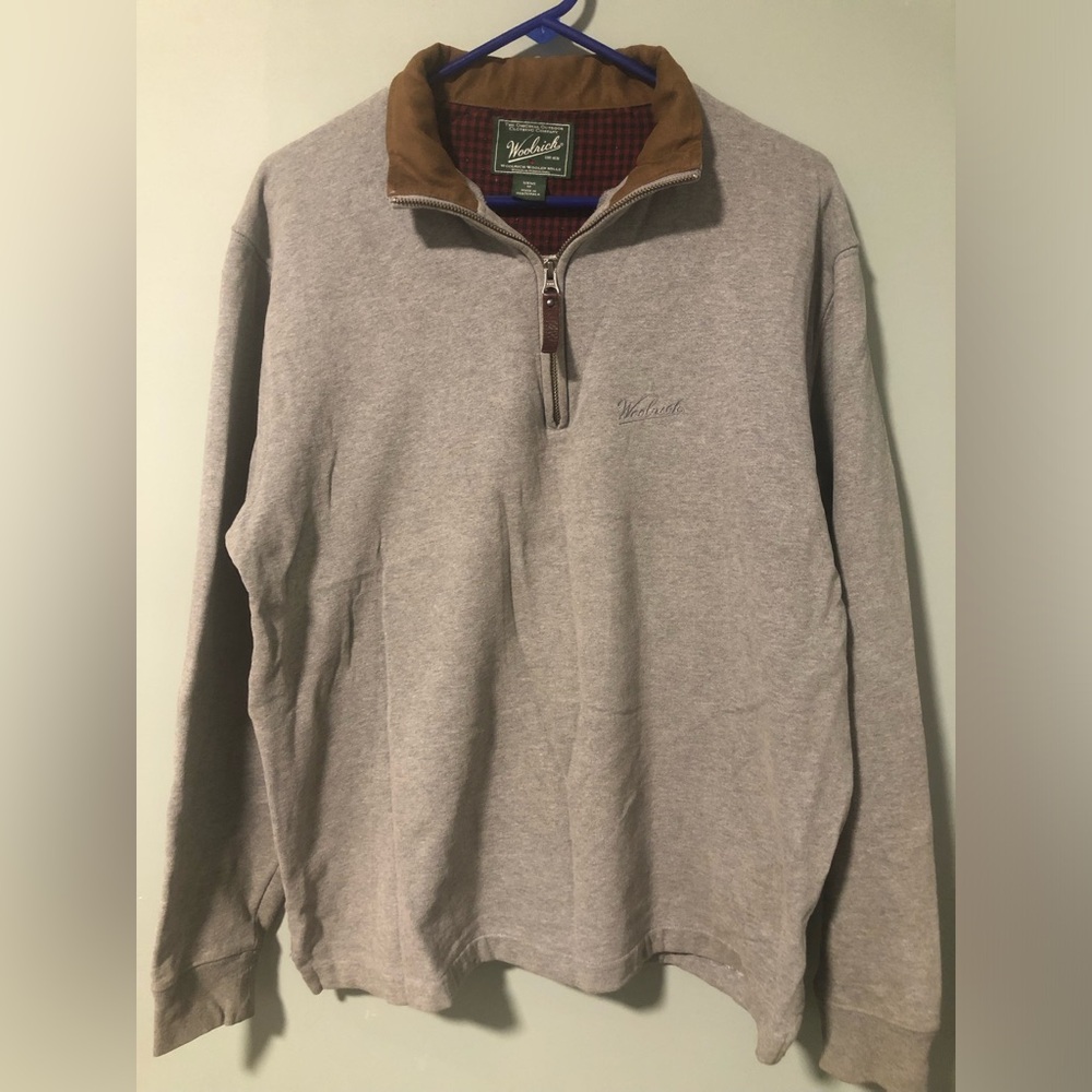 Men’s M Grey Woolrich Pullover, 1/4 Zip
